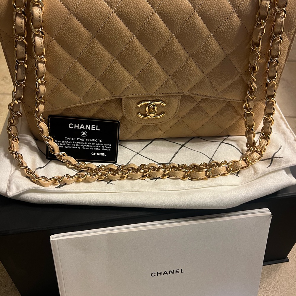Chanel Tan Quilted Leather Chain Bag